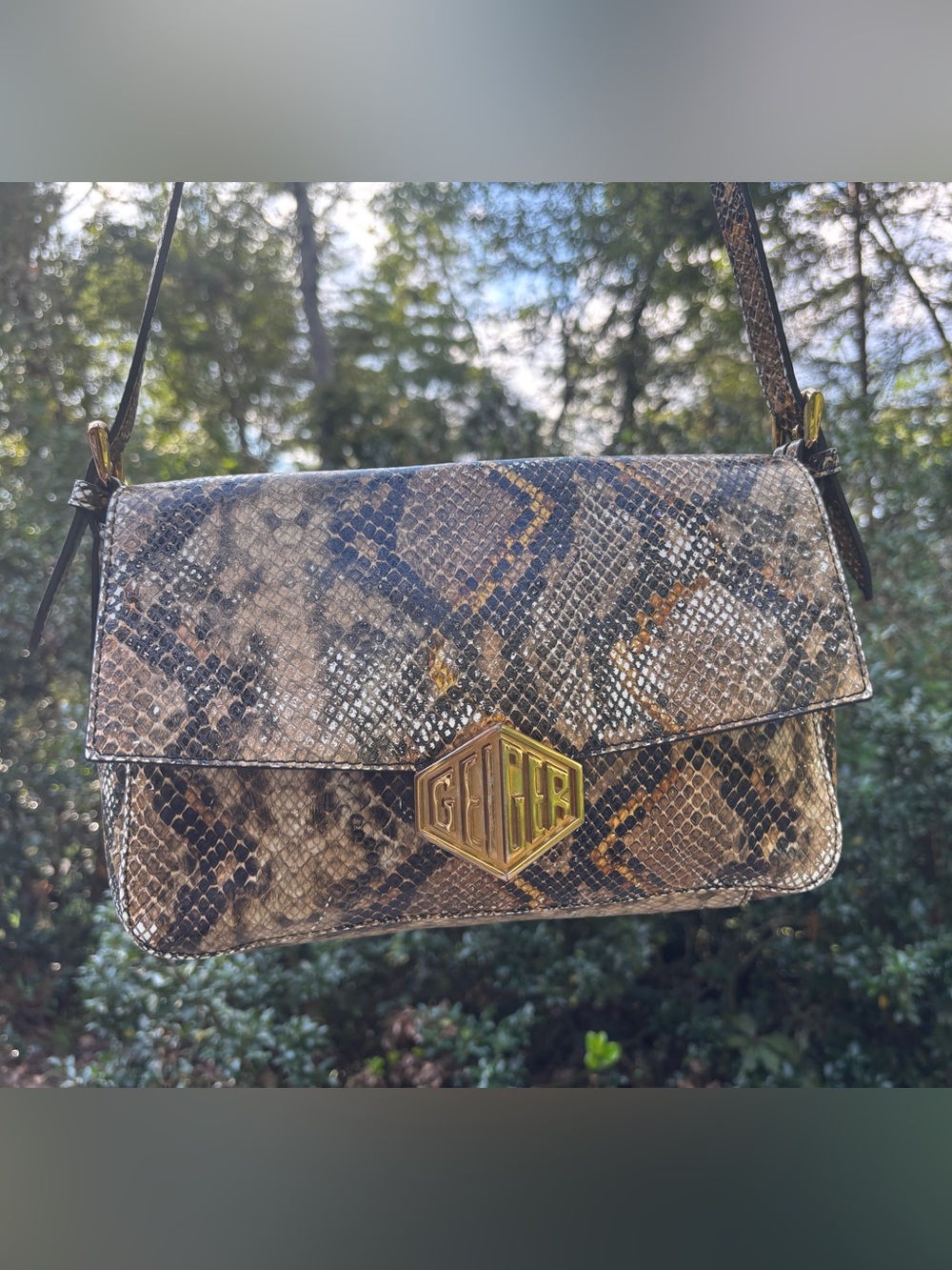 Kurt Geiger Python Embossed Leather Crossbody Bag